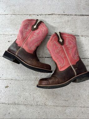 Ariat Showbaby Fatbaby Western Boots Brown Pink 6.5